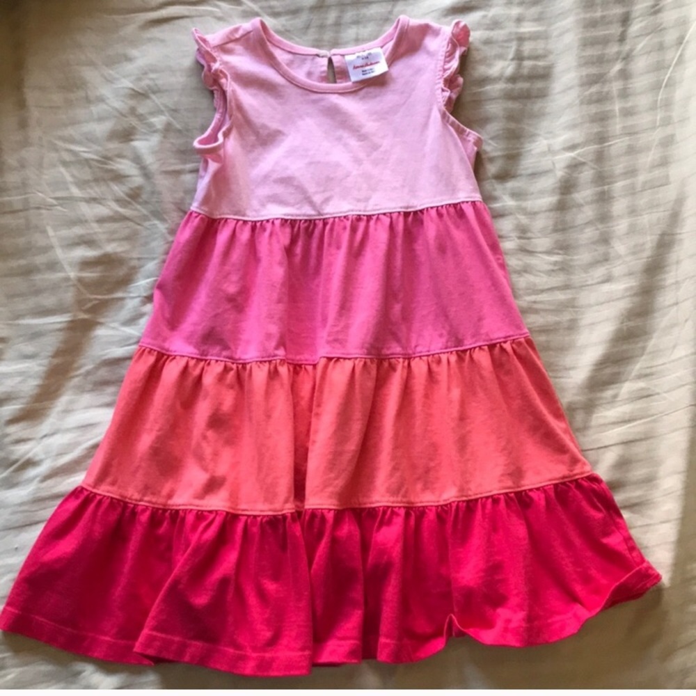 pink tiered hanna andersson dress size 5-6